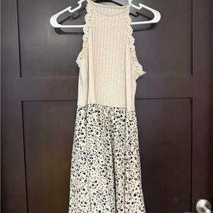 Cupshe Cream and Black Floral Mini Dress